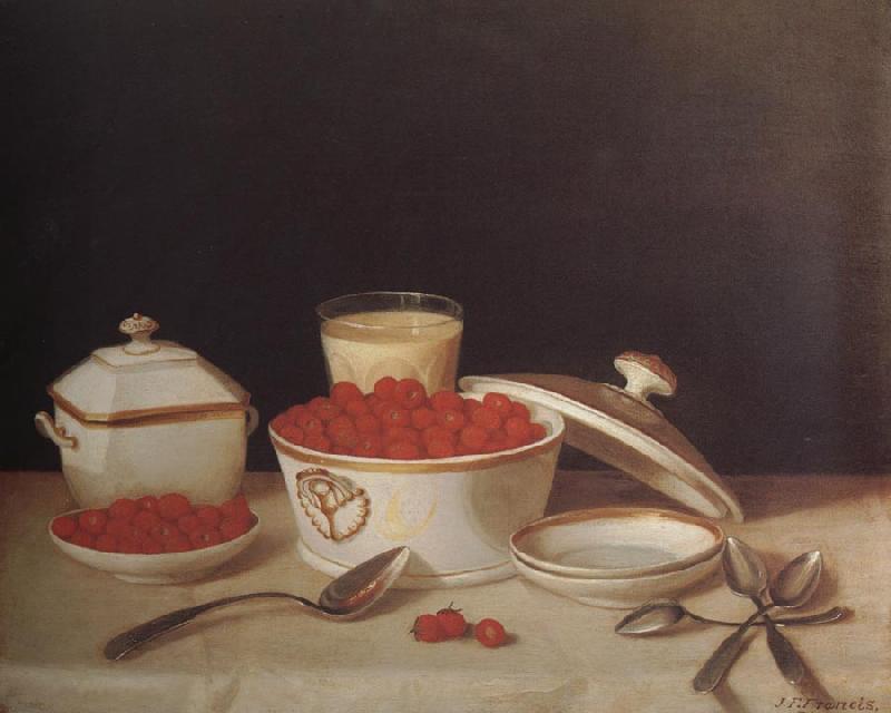 John F.Francis Strawberries,Cream,and Sugar Sweden oil painting art